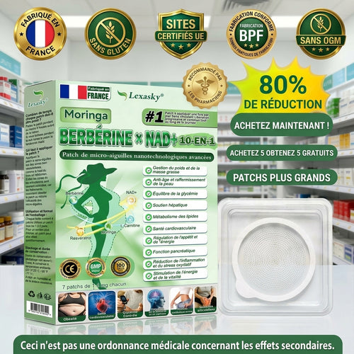 Magasin Officiel | 𝐋𝐞𝐱𝐚𝐬𝐤𝐲® Moringa & Bérbérine 10-en-1 Patch Nanomicro-aiguilles Avancé👩‍⚕️ (Une application quotidienne, résultats visibles en 7 jours) ✅ Obésité, Diabète, Apnée du sommeil, Problèmes articulaires🪴