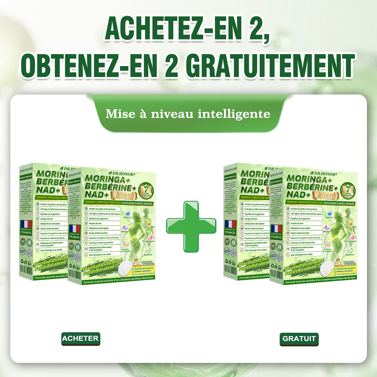 🎁 𝐃𝐑.𝐇𝐎𝐍𝐎𝐑® 🇫🇷 Profitez de 50 % de remise supplémentaire ! Patch minceur à nano-microaiguilles au moringa et à la berbérine. Prenez soin de votre silhouette avec une seule application par jour. Faites-vous plaisir !