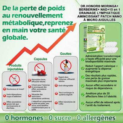 🎁 𝐃𝐑.𝐇𝐎𝐍𝐎𝐑® 🇫🇷 Profitez de 50 % de remise supplémentaire ! Patch minceur à nano-microaiguilles au moringa et à la berbérine. Prenez soin de votre silhouette avec une seule application par jour. Faites-vous plaisir !
